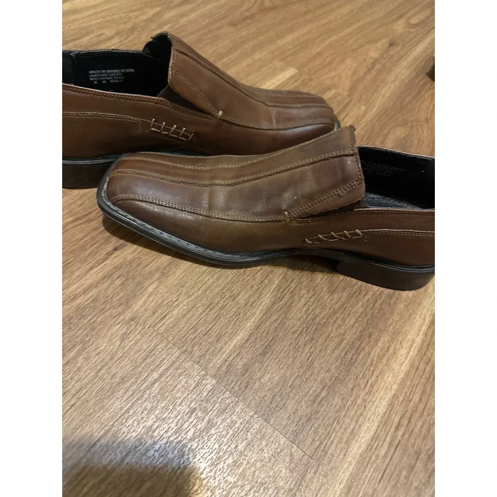 Alfani Mens Pablo Brown Leather Square Toe Slip On Loafers Dress Shoes Size 11 M - Picture 6 of 10